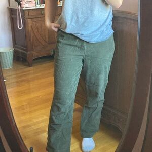 Women’s High-Waisted Green Corduroy Pants